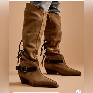 Free People Back-lace Sway Low Slouchy Boots